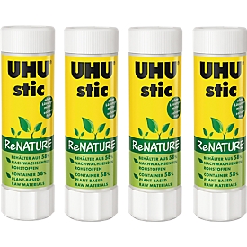 Economy set UHU glue stick stic ReNature, 40 g., 4 pieces, solvent-free, cold washable