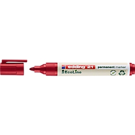 Edding 21 EcoLine Permanentmarker, nachfüllbar, Rundspitze, rot,10 Stk.