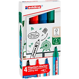 edding 383 flipchart marker, wedge tip, assorted colours, set of 4