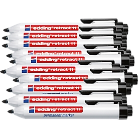 edding retract 11 permanent marker, zonder dop, met drukknop, 10 stuks, zwart