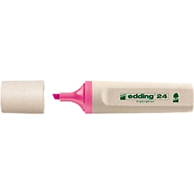 edding Textmarker 24 EcoLine, zu 90 % aus nachwachsenden Rohstoffen, Blauer Engel, nachfüllbar, Schreibfarbe rosa, 10 Stück