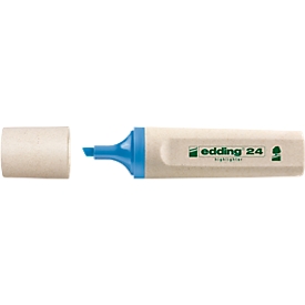 edding Textmarker 24 EcoLine, zu 90 % aus nachwachsenden Rohstoffen, nachfüllbar, Schreibfarbe blau, 10 Stück