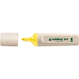 edding Textmarker 24 EcoLine, zu 90 % aus nachwachsenden Rohstoffen, nachfüllbar, Schreibfarbe gelb, 10 Stück