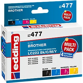 Edding Tintenpatronen EDD-550, ersetzt Brother LC-223 CMYK (LC223), Mixpack, schwarz, cyan, gelb, magenta