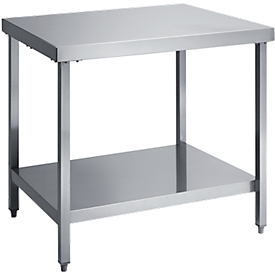 Edelstahl-Arbeitstisch, mit Boden, 1200 x 700 x 850 mm