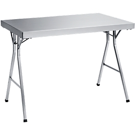 Edelstahl-Arbeitstisch mit klappbarem Fußgestell, 1200x700x850 mm