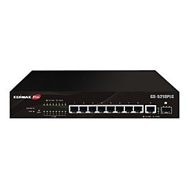 Edimax Pro GS-5210PLG - Switch - Smart - 8 x 10/100/1000 (PoE+) + 1 x 10/100/1000 (Uplink) + 1 x SFP (mini-GBIC) (Uplink) - an Rack montierbar, Desktop - PoE+