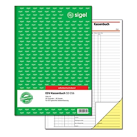 EDV-Kassenbuch Sigel SD056, selbstdurchschreibend, DIN A4, 2 x 40 Blatt