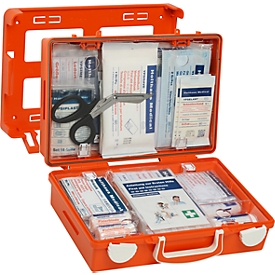 EHBO-kit SAN, gevuld met DIN 13157 (uitgebreid), B 310 x D 210 x H 130 mm, ABS kunststof, oranje