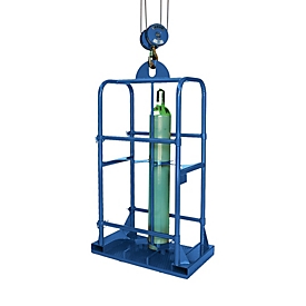 Eichinger-Industrie Gasflaschenkorb, für 4 Gasflaschen mit Ø 250 mm, bis 350 kg, Standsicherung, B 900 x T 600 x H 2000 mm, Stahl, enzianblau RAL 5010