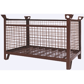 Eichinger-Industrie Gitterbox-Stapelpalette, bis 2000 kg, 4 Seitenwände, Kranösen, B 1500 x T 1000 x H 750 mm, Stahl, schokoladenbraun RAL 8017