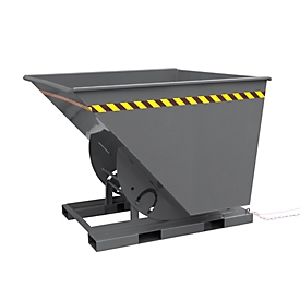 Eichinger-Industrie Kippbehälter, hohe Bauhöhe, 1250 l, bis 2000 kg, Abrollkufen, quer zur/in Fahrtrichtung kippbar, Stahl, anthrazitgrau RAL 7016