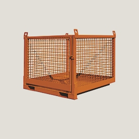 Eichinger-Industrie Ladebox für den Stapler- und Kranbetrieb, bis 1500 kg, 3 Seitenwände, klappbare Auffahrrampe, Kranösen, Stahl, reinorange RAL 2004
