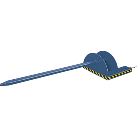 Eichinger-Industrie Tragdorn für Stapler, bis 1500 kg, Länge Kragarm 2800 mm, Dorn-Ø 85 mm, mit Kettensicherung, Stahl, enzianblau RAL 5010