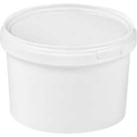 Eimer, mit Deckel & Griffen, 0,5 l, Ø 117,5 x H 81,5 mm, ISO-Norm, lebensmittelecht, temperaturbeständig, stapel- & nestbar, PP, weiß, 10 Stück