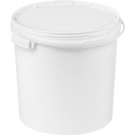 Eimer, mit Deckel & Griffen, 10 l, Ø 270 x H 264,5 mm, ISO-Norm, lebensmittelecht, temperaturbeständig, stapel- & nestbar, PP, weiß, 5 Stück