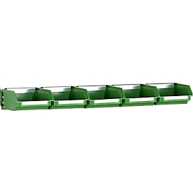 Einhängeleisten, 1 Stück, L 490 mm, mit 5 Kästen LF 110, grün