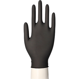 Einmalhandschuhe WORK-INN, für links & rechts, puderfrei, nicht steril, lebensmittelgeeignet, Grösse M, Naturlatex, schwarz, 100 Stück