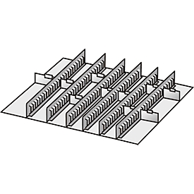 Einrichtungs-Sortiment, 6 Zwischenstege/10 Trennwände, 50 mm, Stahlblech