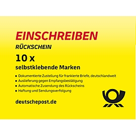 Einschreibemarke Deutsche Post 'Einschreiben Rückschein', 4,85€, 10er Pack, selbtsklebend