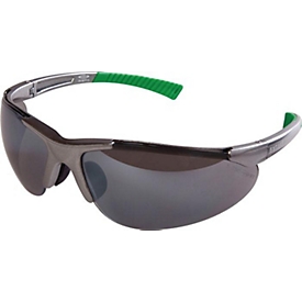 EKASTU Lunettes de protection DAYLIGHT, EN 166, EN 172, branches gris argent, polycarbonate gris foncé miroité, UV 400, anti-rayures et antibuée