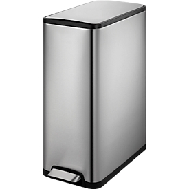 EKO Ecoslim Recycler pedaalemmer, 2 x 20 liter, roestvrij staal, vingerafdrukbeveiliging, B 276 x D 533 x H 661 mm, zilver/zwart
