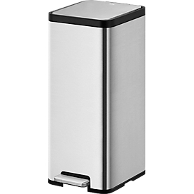 EKO pedaalemmer Ecomaid, 30 liter, vingerafdrukbestendig, kunststof binnenemmer, B 321 x D 373 x H 665 mm, roestvrij staal mat grijs