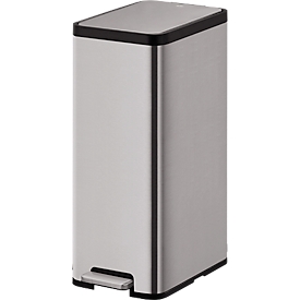 EKO pedaalemmer Ecomaid, 45 liter, vingerafdrukbestendig, kunststof binnenemmer, B 286 x D 428 x H 753 mm, roestvrij staal mat grijs