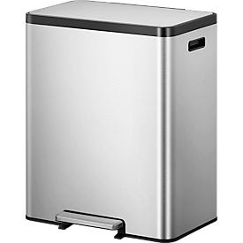 EKO Poubelle à pédale EcoCasa, inox brossé, anti-traces de doigts, 36 + 24 litres, couvercle amorti, L 526 x P 373 x H 660 mm, argent