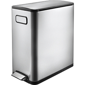 EKO Poubelle à pédale Ecofly II, 20 litres, inox, anti-traces de doigts, couvercle silencieux, L 250 x P 375 x H 465 mm, argent/noir
