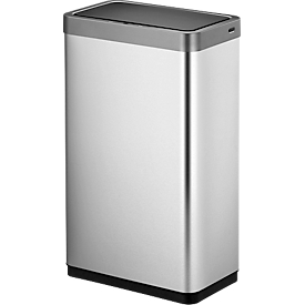 EKO Sensor-Abfalleimer Mirage X, 80 Liter, Edelstahl matt, fingerabdruckfest, B 469 x T 278 x H 722 mm, silber/schwarz