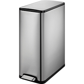 EKO Treteimer Ecoslim, 45 Liter, Edelstahl matt, Fingerabdruckschutz, geräuschloser Deckel, B 276 x T 533 x H 661 mm, silber