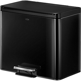 EKO Treteimer Essential Recycler, 3 x 9 Liter, Edelstahl, fingerabdrucksicher, Stay-open-Funktion, B 462 x T 338 x H 411 mm, schwarz