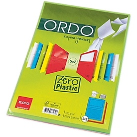 ELCO Ordo zero : lot de 10 chemises de rangement, couleurs assorties (blanc/bleu/vert/jaune/rouge), fenêtre en papier cristal, à base de papier