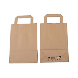 Elco Papiertasche mit Flachhenkel, Kraftpapier, L 180 x B 80 x H 260 mm, 200 Stück, braun
