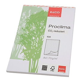 ELCO Proclima bloc-notes, quadrillé, DIN A4, 100 feuilles, 70 g/m², microperforé, papier recyclé FSC, extra-blanc