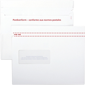 ELCO Quick Vitro Pochette porte-documents C5 papier, fenêtre à gauche biodégradable, sans impression, fermeture adhésive double face, perforée, carton de 250 pièces