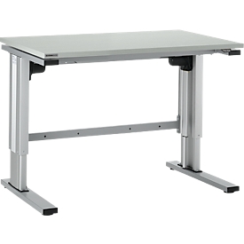 Elektrisch in hoogte verstelbare werktafel EL-1, 1200 x 800 mm, lichtgrijs/aluminiumzilver