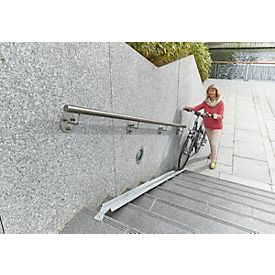 Elemento de ampliación para rampa de bicicletas para escaleras, L 1130 x An 125 mm, hasta 25 kg, con eclisa de sujeción, chapa galvanizada