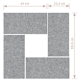 Eléments muraux acoustiques, 4 pièces, classe d'absorption acoustique C, fixation avec bande magnétique, L 235 x H 650 mm, non-tissé, gris chiné