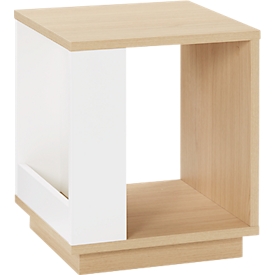 Ella bijzettafel, zijplank, B 400 x D 400 x H 470 mm, licht eiken/wit