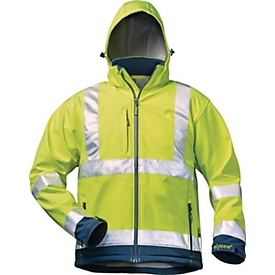ELYSEE Warnschutz-Softshelljacke LIAM, EN ISO 20471 Kl.3, Gr.L, fluoreszierend gelb/marine, 100% Polyester, wasserdicht