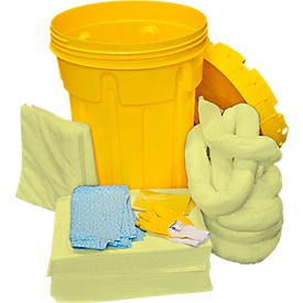 Emergency leakage kit in UN safety canister for chemicals, kit capacity 100 l