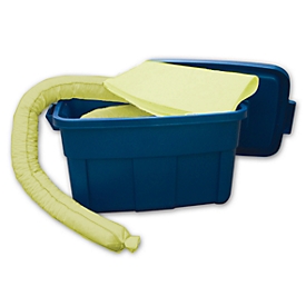 Emergency leakage set yellow, for 50 l of acids, alkalis, agricultural media and alcohol, in transport box