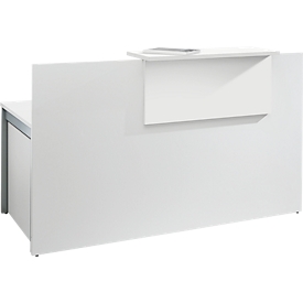 Empfangstheke Come-In, 1 Ablage, gerade, Breite 1600 mm, weiß/weiß