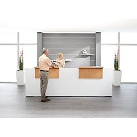 Empfangstheke Come-In, 2 Ablage, gerade, Breite 3600 mm, weiß/Buche-Dekor 