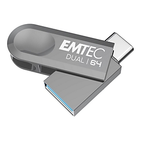 EMTEC Dual D280 - USB-Flash-Laufwerk - 64 GB - USB 3.2 Gen 1 / USB-C