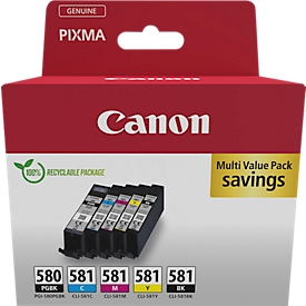 Encres originales Canon Multipack PGI-580/CLI-581 PGBK/C/M/Y/K, Mixpack, cyan, magenta, jaune, noir/noir pigmenté