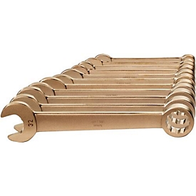 Endres tools combination wrench set, 11 pieces, SW 10-32 mm, aluminum-multi-material-bronze, spark-free, hexagonal; twelve-sided