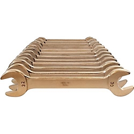 Endres tools double open end wrench set, 12 pieces, SW 6-32 mm, aluminum-multi-material bronze, non-sparking, hexagonal